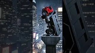 Miniature : Red Construction Truck Fall Crash #26 - BeamNG Blizzard