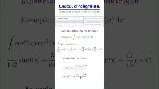 Miniature : Techniques de calcul d'intégrales (Part 1). #shorts #maths #astuce #integration #primitive