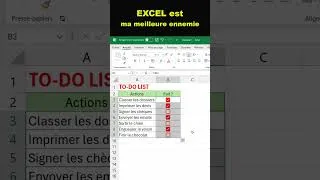 Miniature : to do list excel ma meilleure ennemie ❤️️ Excel astuce n°2 #exceltips #excelformation