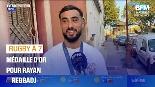Miniature : Rayan Rebbadj, célèbre sa médaille d'or en rugby à 7, à Port-de-Bouc #Shorts
