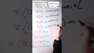 Miniature : transformer une inégalité à un intervalleتحويل متفاوتة إلى مجال       #shorts