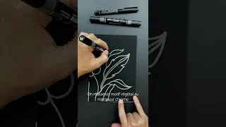 Miniature : On teste le marqueur chrome de @fabercastellfrance sur un motif végétal, directement sur fond noir
