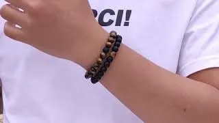 Miniature : Bracelet KRIS Perles Pierres Naturelles Oeil de Tigre et Onyx Noire