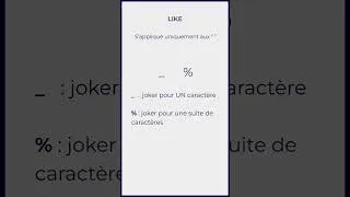 Miniature : SQL #5  - LIKE et BETWEEN #sql