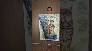 Miniature : Gardien de l’Esprit Sylvestre – et apparition surprise ✨️  #PeintureAnimalière #Lynx #InvitéSurprise
