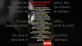 Miniature : 🧠 Ce que tu tolères te détruit #citation #motivation #mindset #psychologie #astuces #abondance