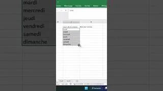 Miniature : saisie automatique de jours de la semaine et mois de l'année. #excel #office#exceltutorial#exceltips