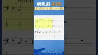 Miniature : Mac Miller - Jet Fuel (verse 2) #bass #basstab #tabshorts #sheetmusic #macmiller #jetfuel #swimming
