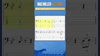 Miniature : Mac Miller - Jet Fuel (intro) #bass #basstab #tabshorts #sheetmusic #macmiller #jetfuel #swimming