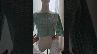 Miniature : Pull crochet top down sans couture | Motif pétales 🌸 Tutoriel complet