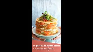 Miniature : Le gâteau de crêpes salées au saumon fumé