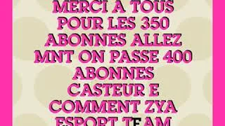 Miniature : Merci a tous pour les 350 abonnes ,partage le live et abonnes vous bientot au 400 abonnes