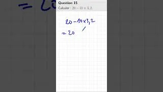 Miniature : Brevet maths 2026 - Automatismes : calcul avec des nombres décimaux  | Question 15
