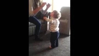Miniature : Never too young to squat. Leo, 14 months.