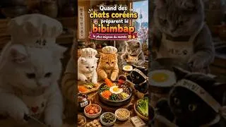 Miniature : Des chats préparent un bibimbap coréen et c’est trop mignon #bibimbap #koreanfood  #cuisinecoréenne