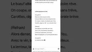 Miniature : Chat gpt4 : rédiger la recette du boeuf bourguignon à la façon de Stromae