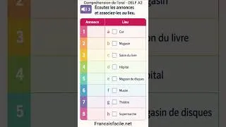 Miniature : Compréhension de l'oral DELF A2 Écoutez les annonces et associez-les au lieu.#françaisfacile Vidéo 3