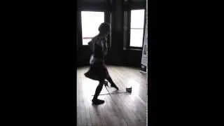 Miniature : A young french highland dancer with her new swords