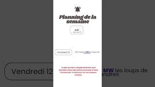 Miniature : le planning de la semaine