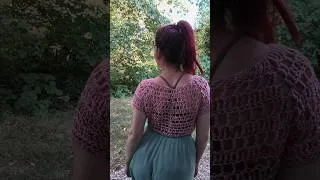 Miniature : Crop-Top Raglan Mesh Crochet