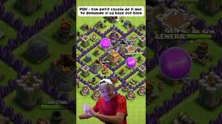 Miniature : POV : ton petit cousin de 11 ans te demande si sa base est bien 😭 | Clash of Clans