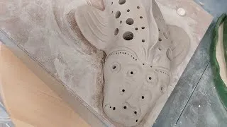 Miniature : création carpe koi en grès  poterie pièce no 2