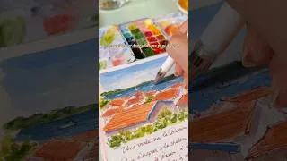 Miniature : Café dessin 🦐🌞🌊 #watercolorlandscape #aquarelle #cafedessin