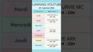 Miniature : planning de la semaine
