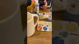 Miniature : On a testé la Papoterie !🖌️🩵 #peintureceramique #peinturesurceramique #cafeceramique