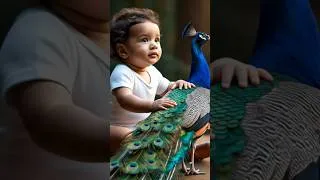Miniature : A peacock blocks the road to protect a baby #BébéProtégé