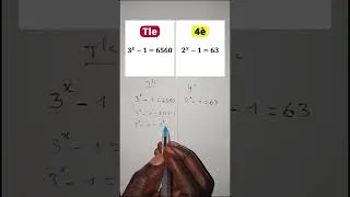 Miniature : Trouver x : De la Terminale à la 4ème  #maths 3ˣ - 1 = 6560 et 2ˣ - 1 = 63