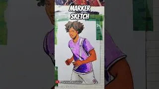Miniature : sketching with markers and ink in my sketchbook #sketchbookpage #art #mixedmediaart #charactersketch