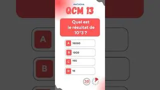 Miniature : QCM 13: Calcul rapide : 10^3 c'est combien ? 🔢 #mathfun #shorts