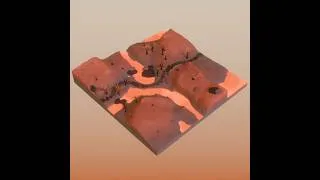 Miniature : Diorama n°3: The Red Plains #blender #isometric