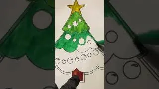 Miniature : Coloring a beautiful Christmas tree for kids #Shorts