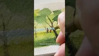 Miniature : Nothing better than a chill afternoon in a cosy park 🌳 #watercolortutorial #trees  #tinyart