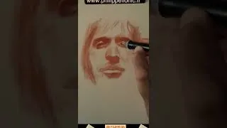 Miniature : Short Etude portrait  40'  Carbothello "655" sur A4 beige #philippeflohic #clairobscur #carbothello
