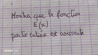 Miniature : fonction partie entière est croissante