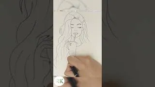Miniature : How to draw cute girl drinking bubble pencil tutorial step by step
