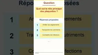 Miniature : 😳 QUIZ CORPS HUMAIN : Quel est le rôle principal des plaquettes?