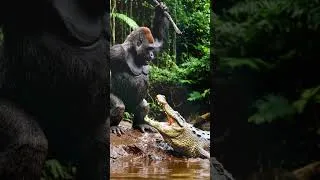 Miniature : Un Gorille rencontre un Crocodile du Nil