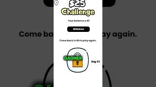 Miniature : 25 dollars challenge avec le filtre "nouveau" sur le play store.