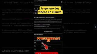 Miniature : Je génère des vidéos en illimité #viral #youtubeshorts #shorts #ia