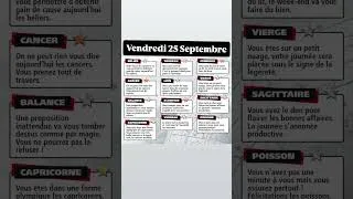 Miniature : Horoscope 25 Septembre 2026