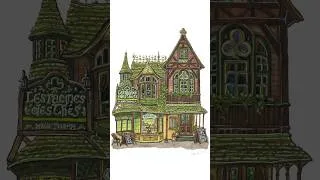 Miniature : Medieval fantasy architecture watercolor Timelapse : the magic tearoom #medievalart #fantasyart