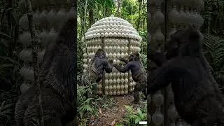Miniature : I Went Inside My Bulb-Shaped House To Escape From The Gorilla 🦍💡#shorts #bunker #film #craft