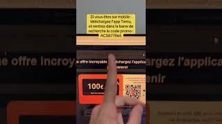 Miniature : Code Promo TEMU 2026 (Valide) : Avoir 100€ gratuit, le code en vidéo ! #temu #codepromotemu