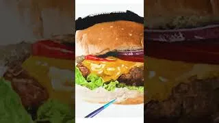 Miniature : Peindre un burger et des frites – nature morte moderne en peinture