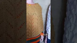 Miniature : Poncho - Chauffe épaules ajouré terminé en couleur jaune / Création Tutos Tricot - Françoise